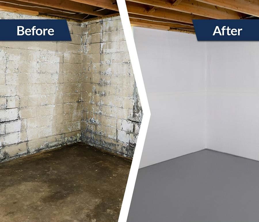 Basement waterproofing before and after 