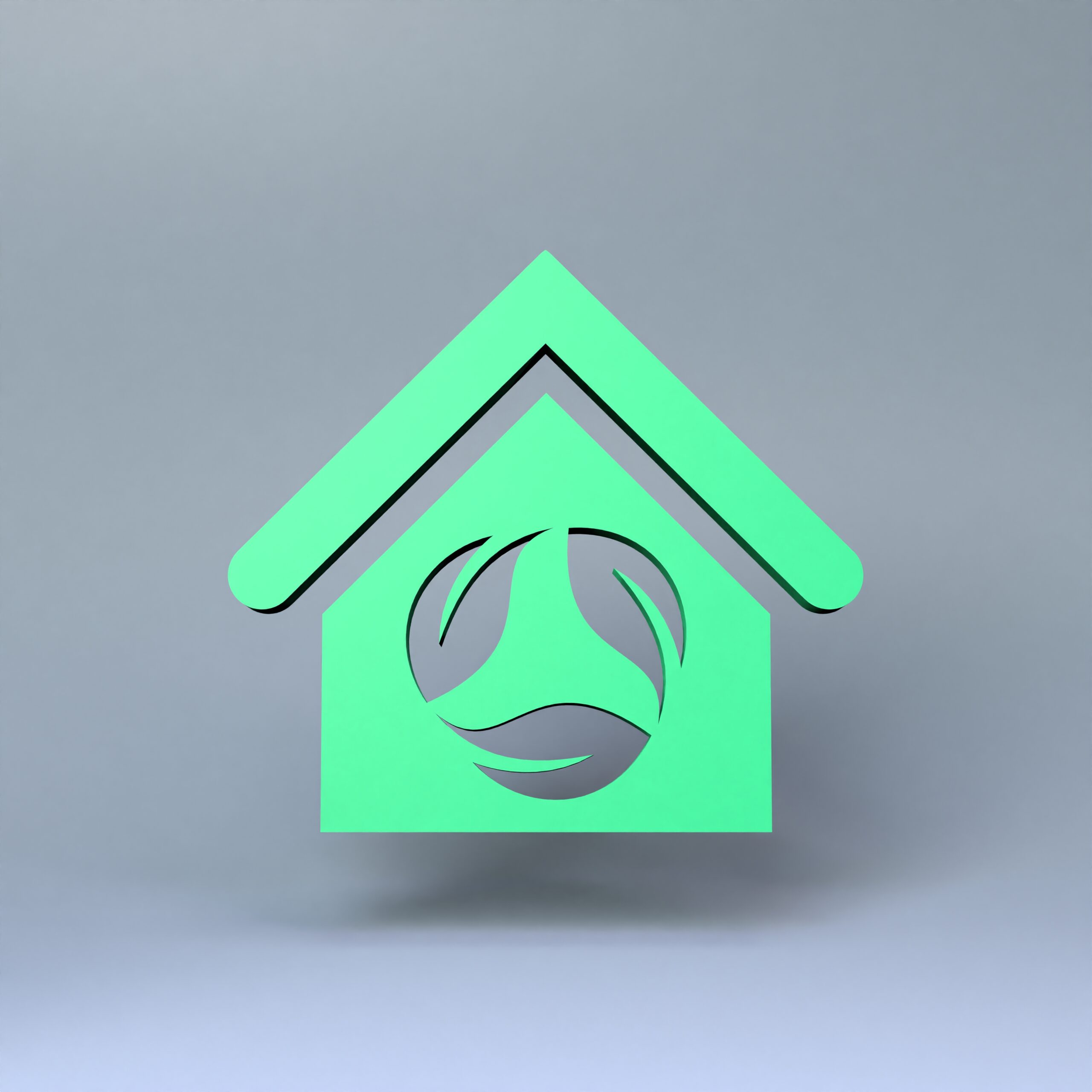 Air Purification Contractor New York - A Green House Logo with a Fresh Air Logo In It