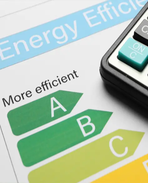 Spray Foam Insulation Contractors in Richmond Hill, NY -  A Calculator Sitting on Top of an Energy Efficiency Chart 