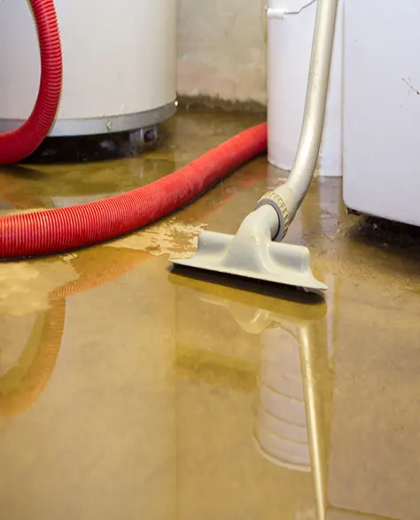 Water Damage Restoration Contractors in Bellerose, NY - A Commercial Vacuum Sitting on a Floor with Standing Water on it