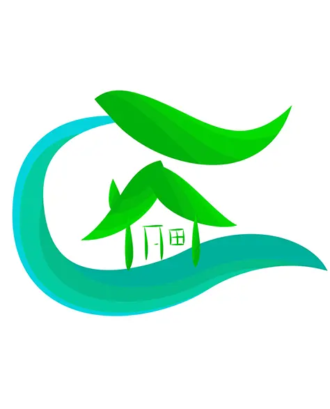 Water Damage Restoration Contractors in East Meadow, NY - A Eco-Friendly Home Logo  Shades of Green and Light Blue<br />
