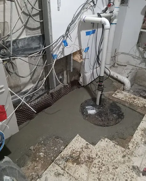 Basement Waterproofing Contractors in Richmond Hill, NY - A Sump Pump Installation by Zavza Seal in a Basement<br />
