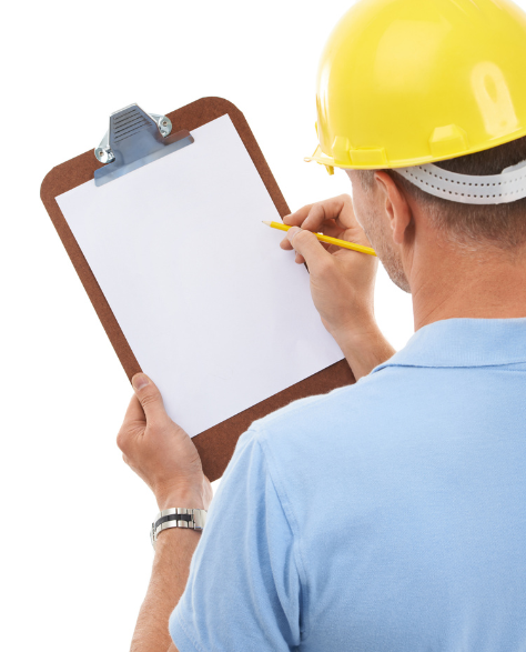 Water Damage Restoration Contractors in Ridgewood, NY - A Man with a Yellow Hardhat Writing on a Clipboard<br />
