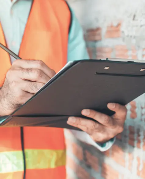 Water Damage Restoration Contractors in Deer Park, NY - A Man with a Clipboard at a House Writing Something on the Clipboard