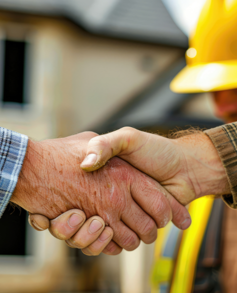 Foundation Repair Contractors in Hauppauge, NY - A Construction Foreman and a Homeowner Shaking Hands<br />
