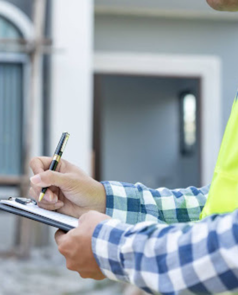 Foundation Repair Contractors in Brooklyn Heights, NY - A Man Outside of a House Writing On His Clipboard<br />
