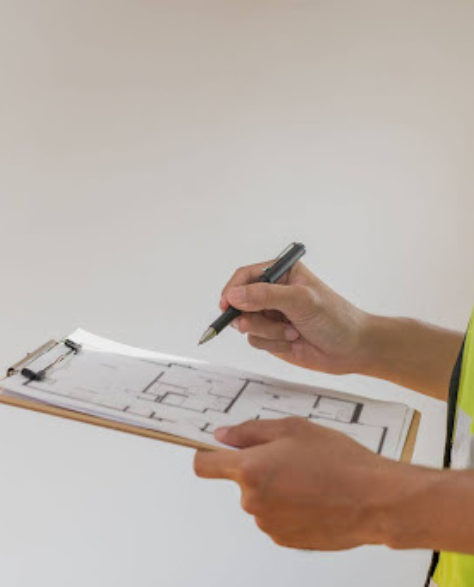 Top-Rated Foundation Repair Contractors in Huntington Station, NY - A Man in a House Inspecting for Foundation Damage with a Clipboard<br />
