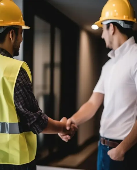 Water Damage Restoration Contractors in Richmond Hill, NY - Two Construction Workers Shaking Hands