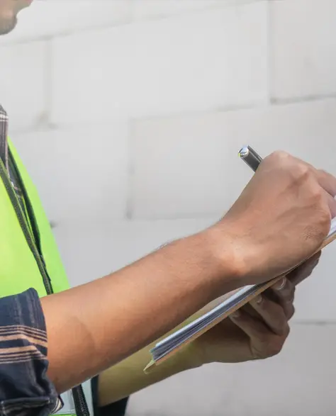 Water Damage Restoration Contractors in Richmond Hill, NY - A Man with a Yellow Construction Vest on Holding a Clipboard