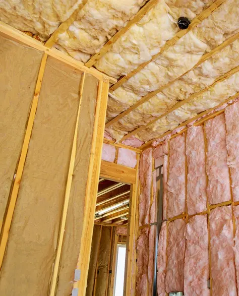 Basement Insulation Contractor in New York - A Basement with Fiberglass Insulation Installed
