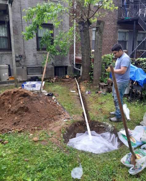 Foundation Repair Contractors in Kensington, NY - A Foundation Waterproofing Project Showing the First Stages of a French Drain Installation<br />
