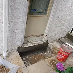 Water damage in the foundation of a property in Hauppauge, NY.