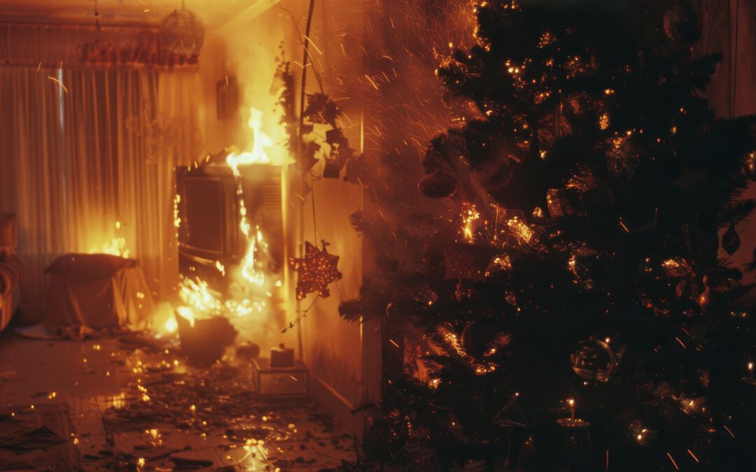 An interior of a house on fire because lack of fire caulking