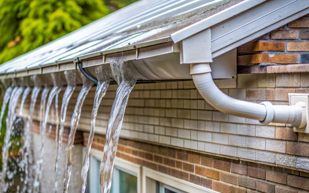 A well-maintained Gutters and downspouts system in rainwater