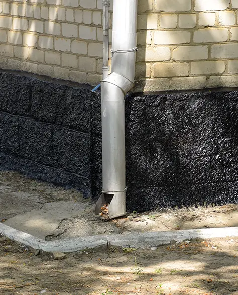 Basement Waterproofing Contractor New York - External Water Sealing Around the Base of a Brick Home<br />
