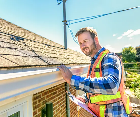 Water Damage Prevention Contractor New York - Contractor Performing a Roof Inspection<br />
