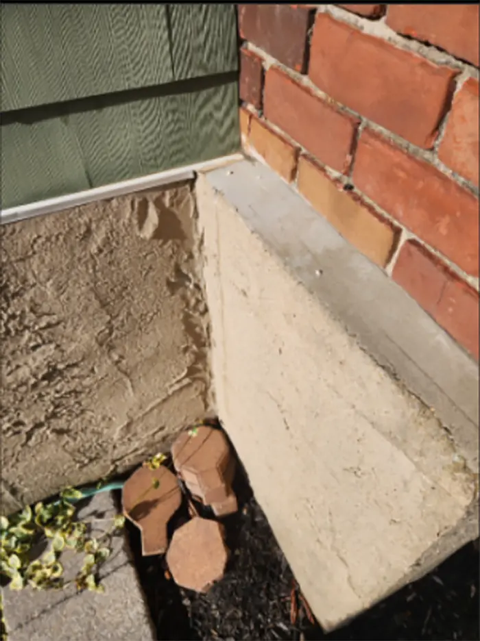 The side of the chimney where the damage is prominent