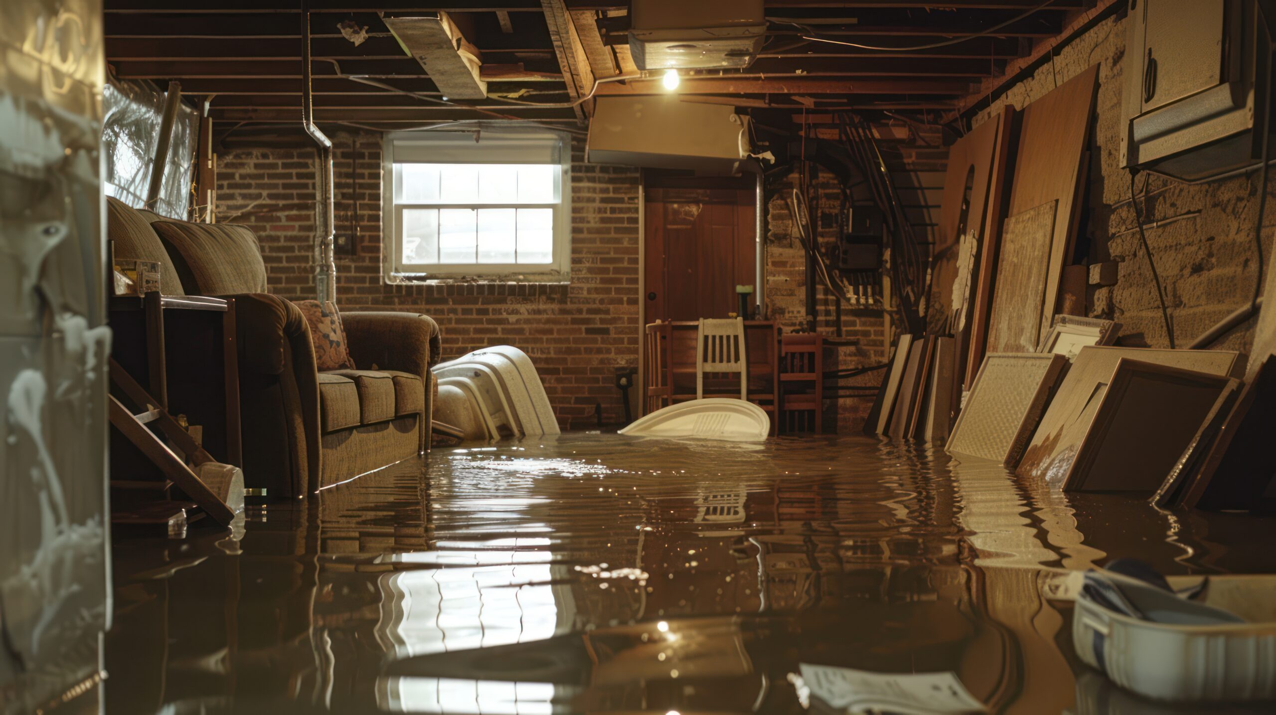 A water-damaged basement in New York home