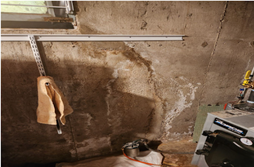 Water seepage in a foundation wall can be seen that needed to be addressed