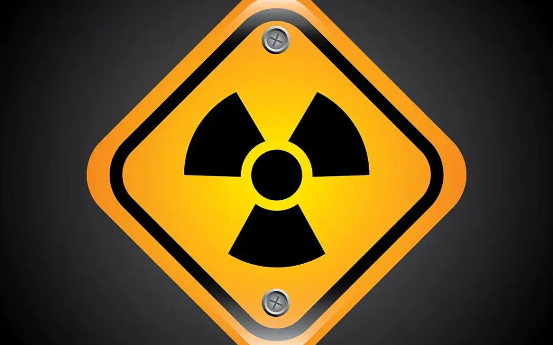 The radon hazard sign or icon in yellow