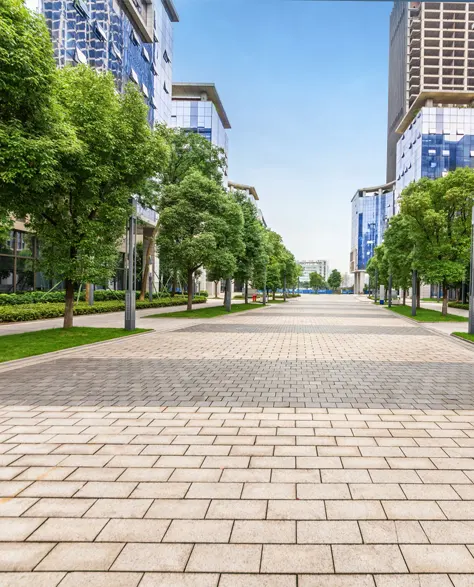 A leveled sidewalk in a modern urban area after mudjacking.