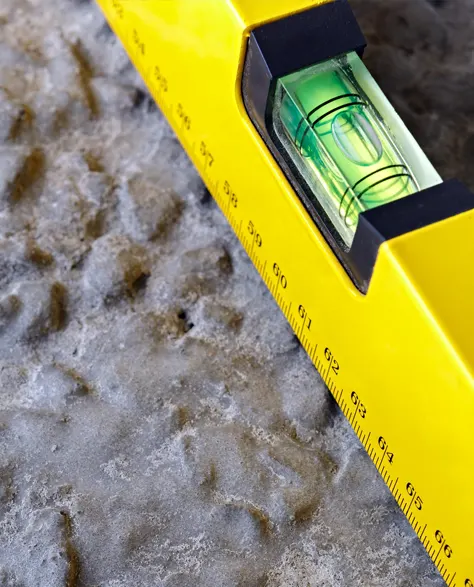 A levelling tool placed on the concrete slab to check its balance after mudjacking