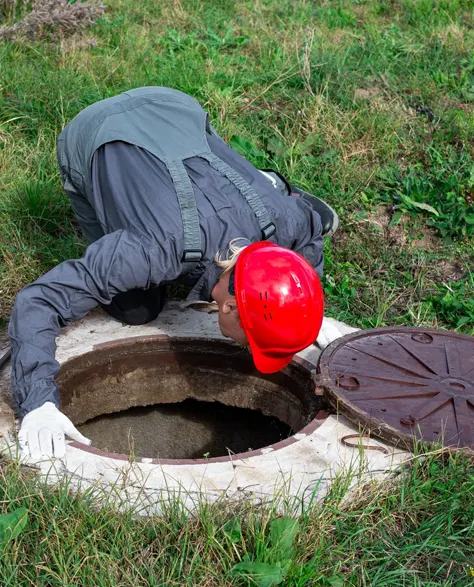 A technician inspecting a water well for repair in Brooklyn