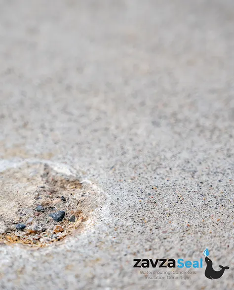 An opening in the concrete slab where the polyjacking foam was injected.