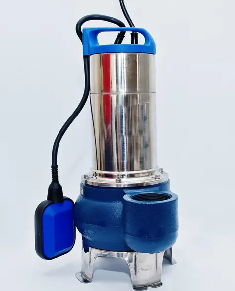 A blue battery powered sump pump