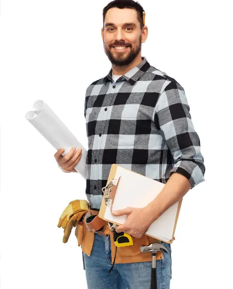 A contractor/building wearing a tool belt<br />
