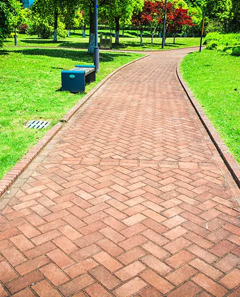 Image of Brick Paver Walkway in a Garden