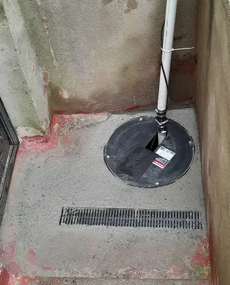 A newly installed sump pump battery backup in the basement of a property in Long Island