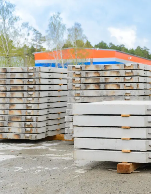 Reinforced concrete slabs stacked one on top of the other