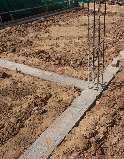 A view of footplates on a construction site