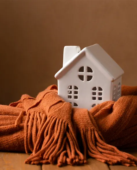 Air Sealing Installation: A white you house wrapped in a brown scarf 