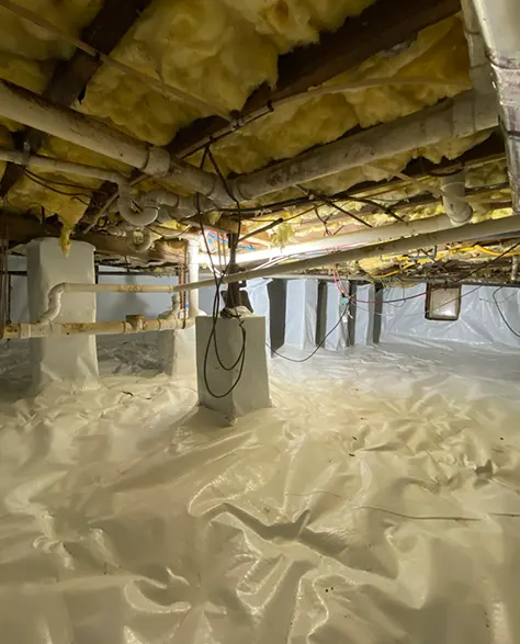 A completed encapsulation in a crawlspace in New York