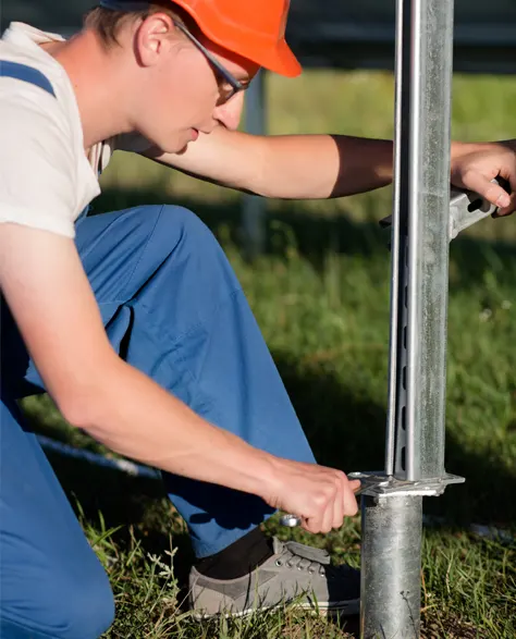 Piles Installation: A contractor fixing a pier in the foundation