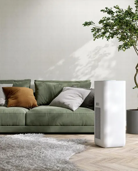 A dehumidifier in a modern living room setting