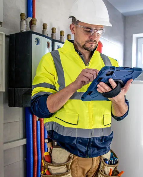 A man carrying out an energy auditing process<br />
