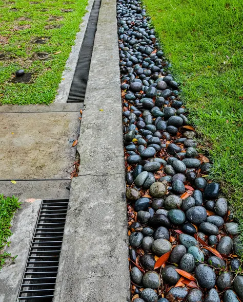 french drain system installed on the edge of a slope