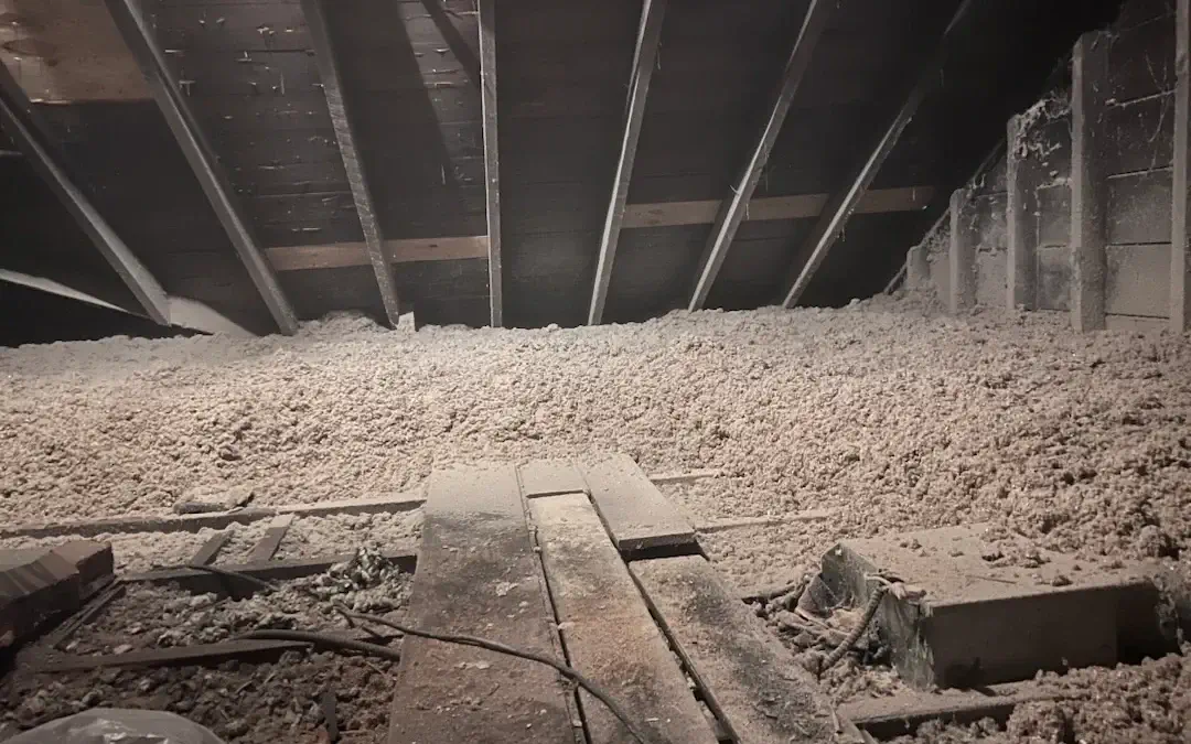 How Long Does Blown-in Attic Insulation Last - A Picture of an Attic with Blown-in Insulation by Zavza Seal