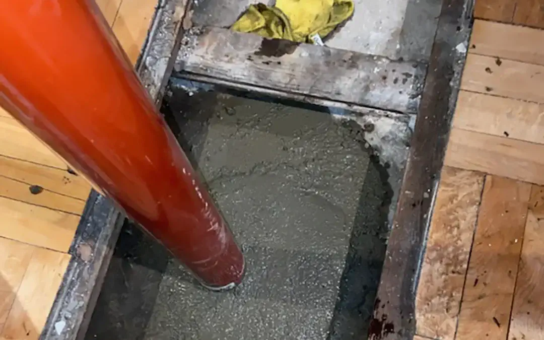 Lally column: new column installation inside a propetry to provide more support