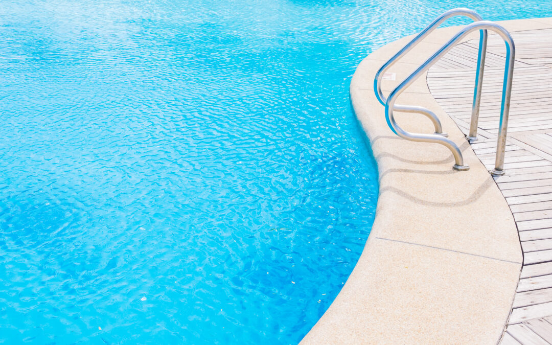 A gunite pool with curved sides