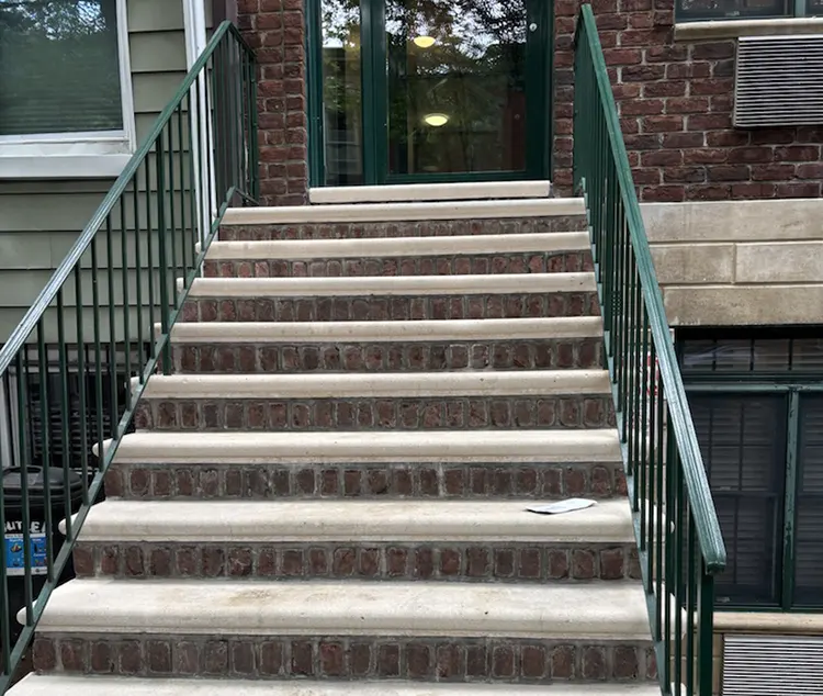 The staircase of the Brooklyn home in need of repair.
