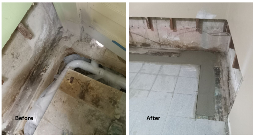Concrete Drain Bench Installation in Brooklyn, NY - A Before and After Picture of a Drainage Installation Project in Brooklyn, NY, by Zavza Seal LLC