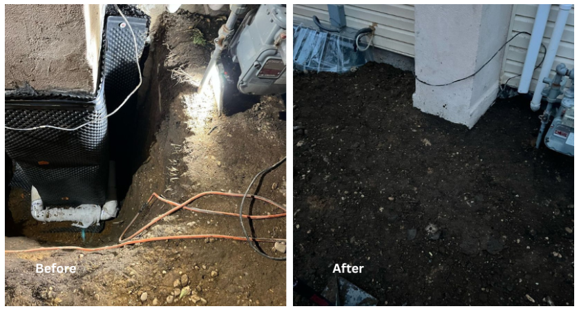 Old Chimney Foundation Waterproofing – Farmingdale, NY – A Before and After View of Polyurethane and Epoxy Crack Injection with Basecrete