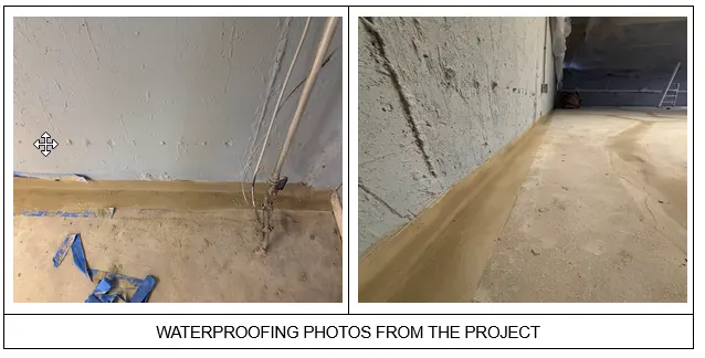 Waterproofing sealing of the basement floor 