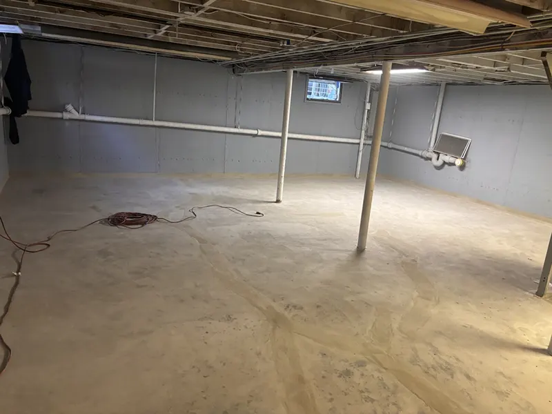 Basement floor waterproofing in Northport, NY