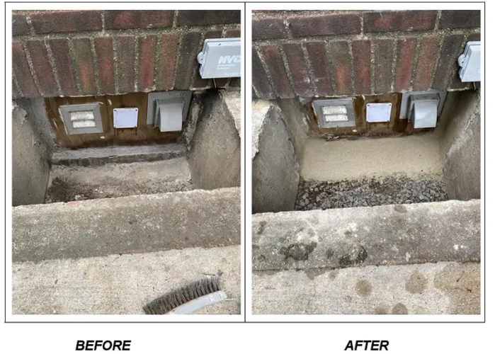 Before and after images of foundation waterproofing 