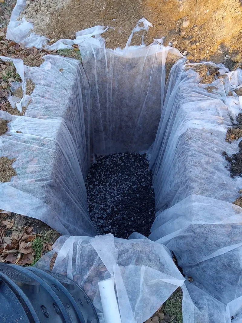 Catch basin, dry wells installation in progress in Huntington, NY